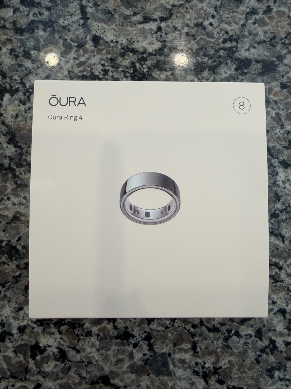 Oura Ring 4, Color- Silver, Size 8
